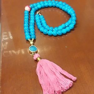 BLUE & PINK STATEMENT NECKLACE YOGA FESTIVAL